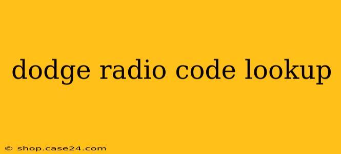 dodge radio code lookup